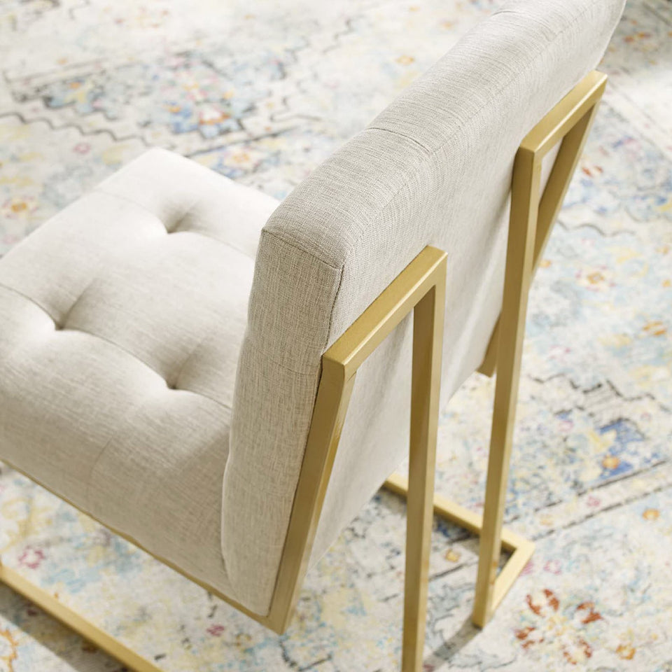 Privy Gold Stainless Steel Upholstered Fabric Dining Accent Chair by Modway