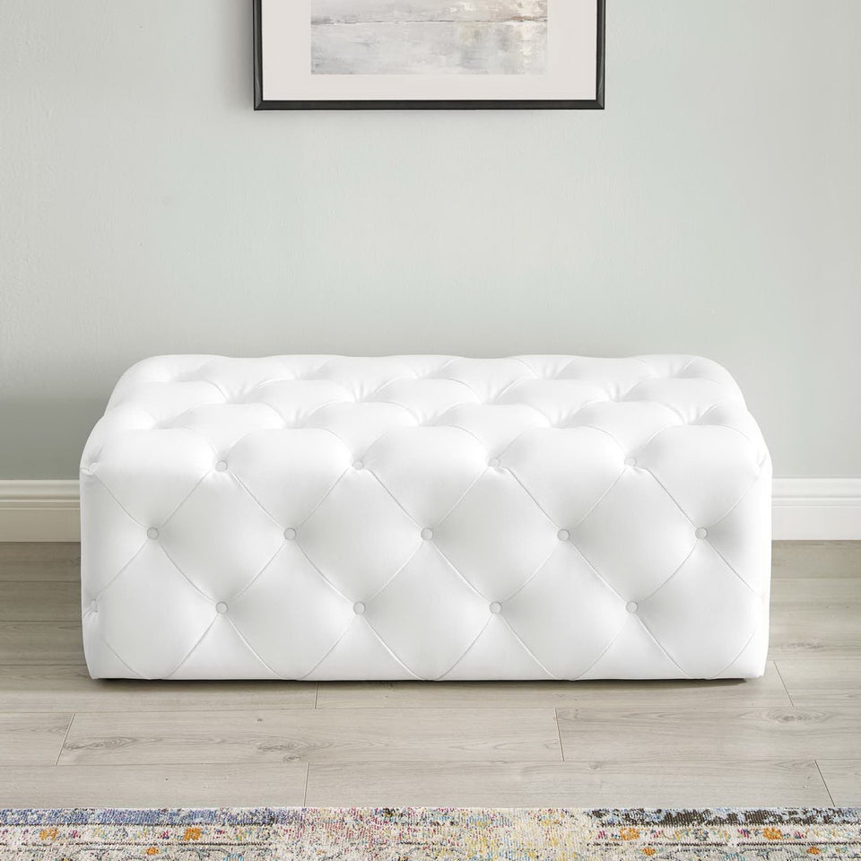 Amour 48" Tufted Button Entryway Faux Leather Bench by Modway