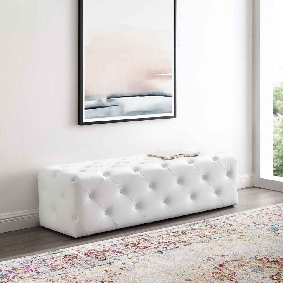 Amour 60" Tufted Button Entryway Faux Leather Bench by Modway