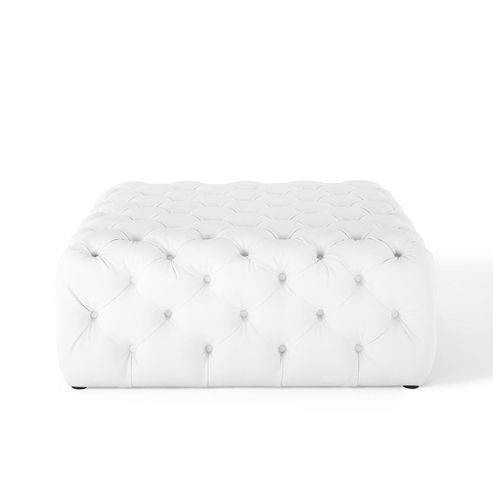 Amour Tufted Button Large Square Faux Leather Ottoman by Modway