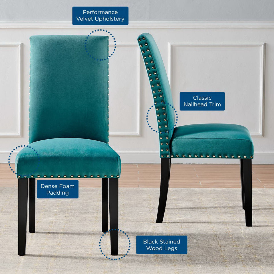 Parcel Performance Velvet Dining Side Chairs Set of 2 by Modway