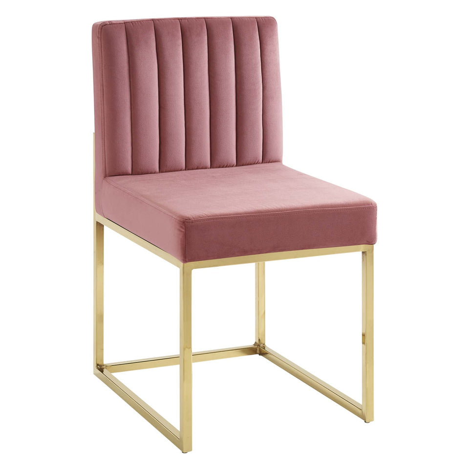 Carriage Channel Tufted Sled Base Performance Velvet Dining Chair by Modway
