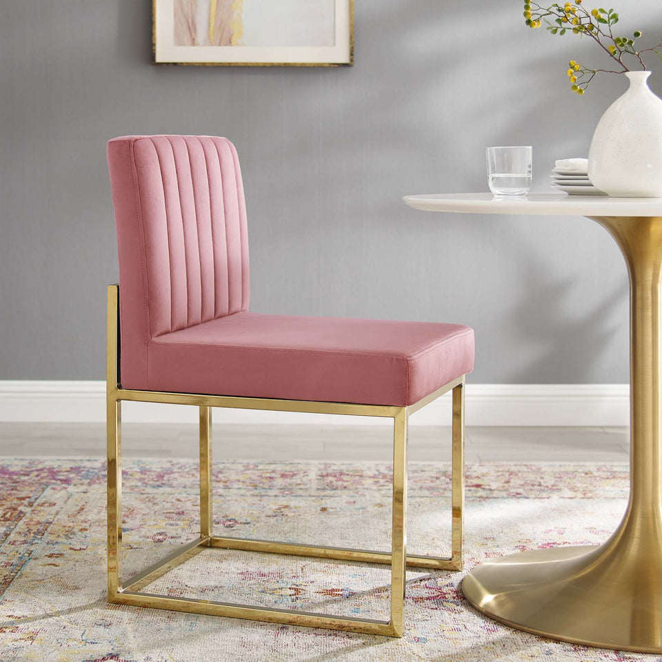 Carriage Channel Tufted Sled Base Performance Velvet Dining Chair by Modway