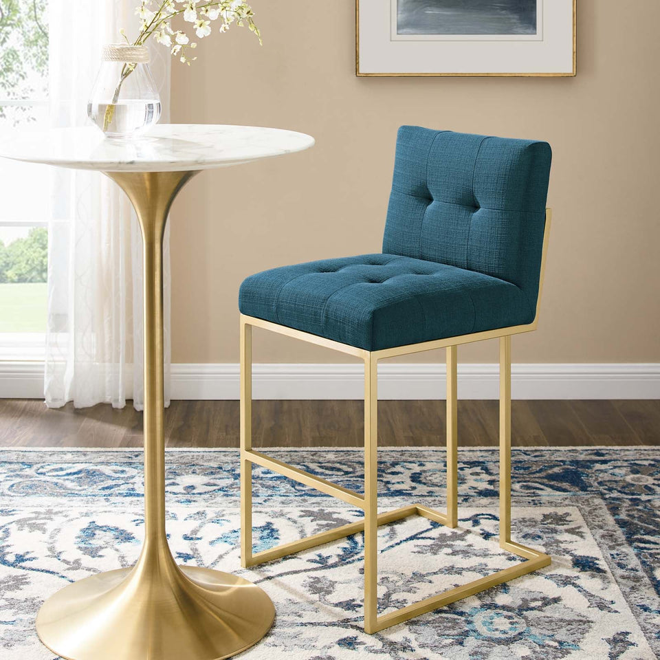 Privy Gold Stainless Steel Upholstered Fabric Bar Stool by Modway