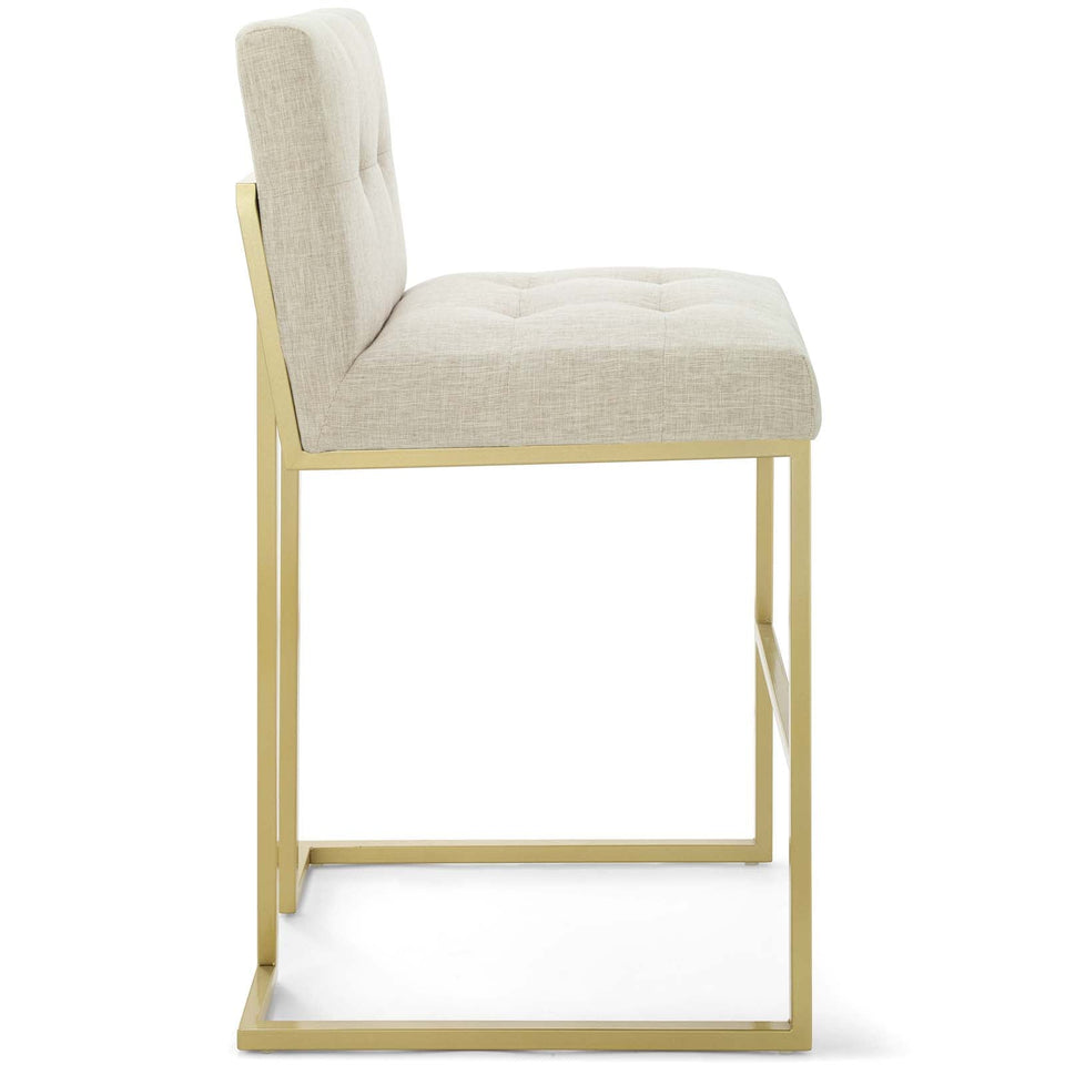 Privy Gold Stainless Steel Upholstered Fabric Bar Stool by Modway