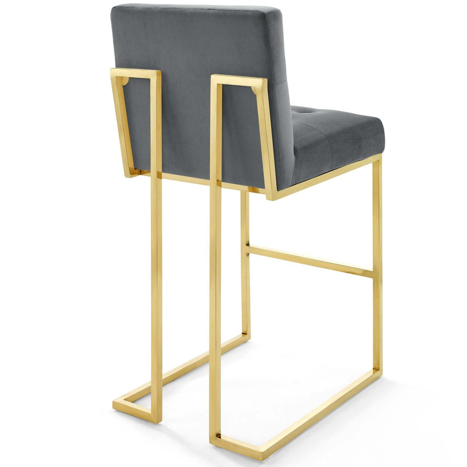 Privy Gold Stainless Steel Performance Velvet Bar Stool by Modway
