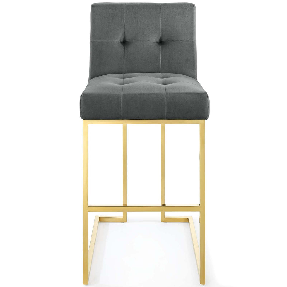 Privy Gold Stainless Steel Performance Velvet Bar Stool by Modway