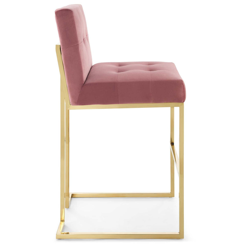 Privy Gold Stainless Steel Performance Velvet Bar Stool by Modway