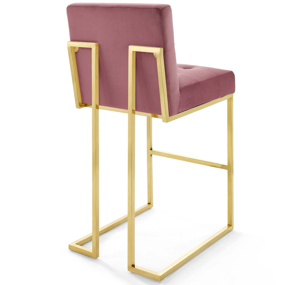 Privy Gold Stainless Steel Performance Velvet Bar Stool by Modway
