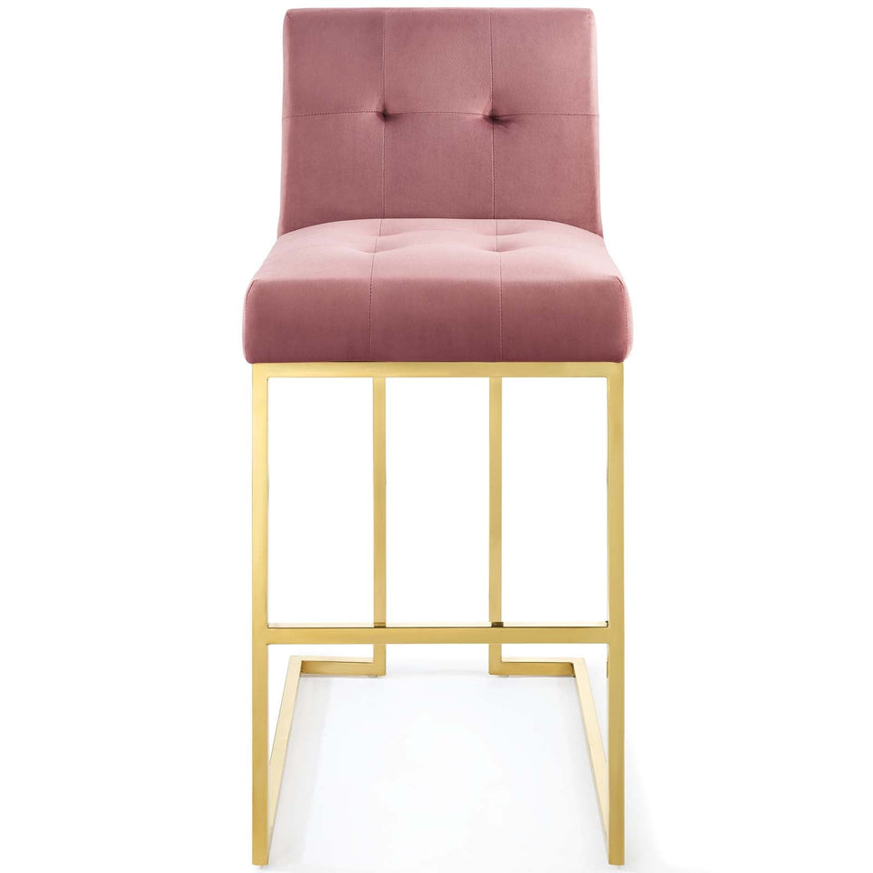 Privy Gold Stainless Steel Performance Velvet Bar Stool by Modway