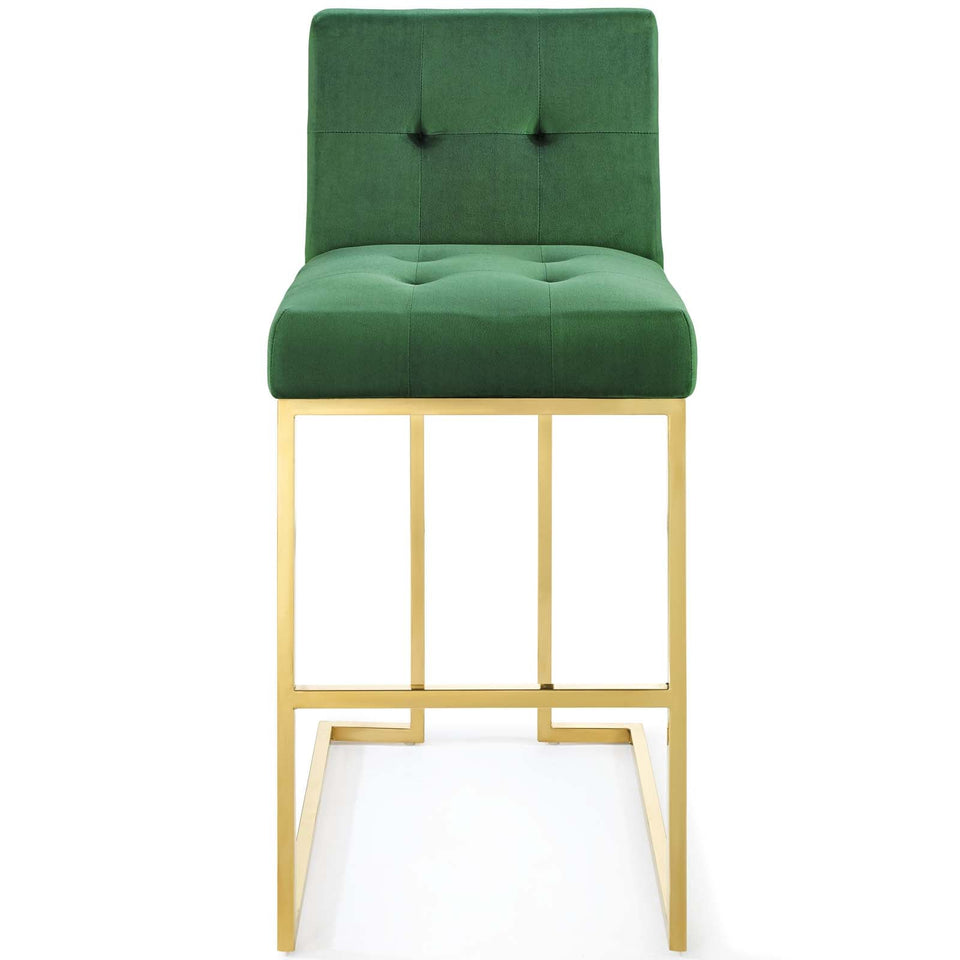 Privy Gold Stainless Steel Performance Velvet Bar Stool by Modway