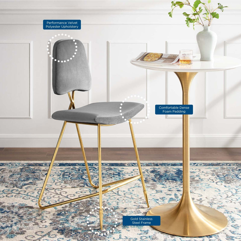 Ponder Performance Velvet Bar Stool by Modway