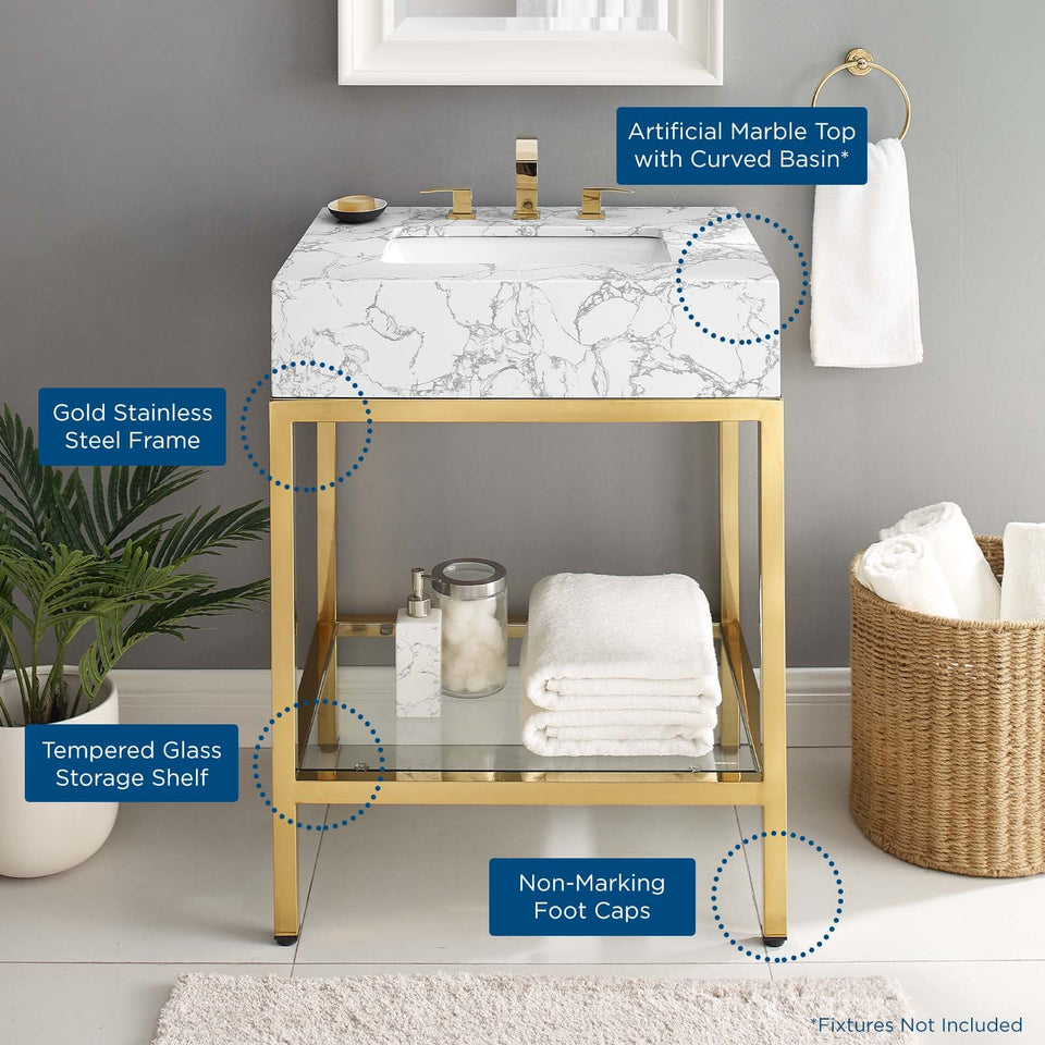Kingsley Stainless Steel Bathroom Vanity by Modway