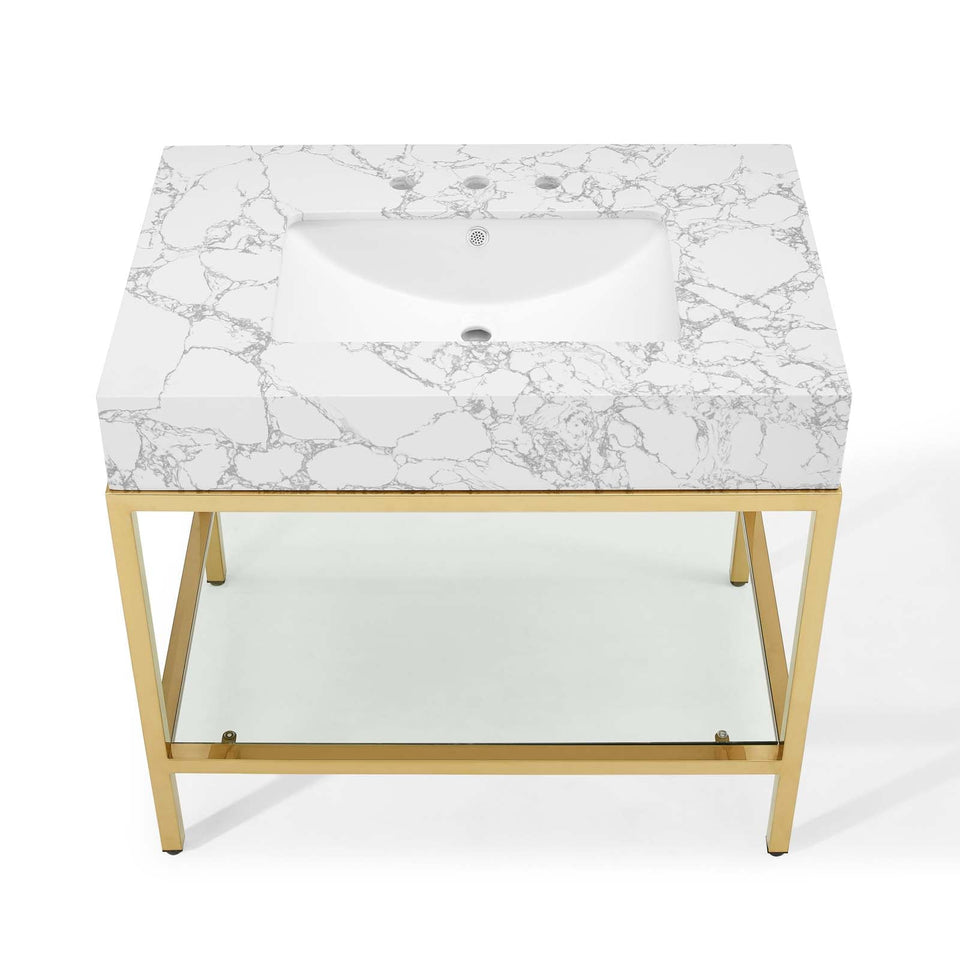 Kingsley Stainless Steel Bathroom Vanity by Modway