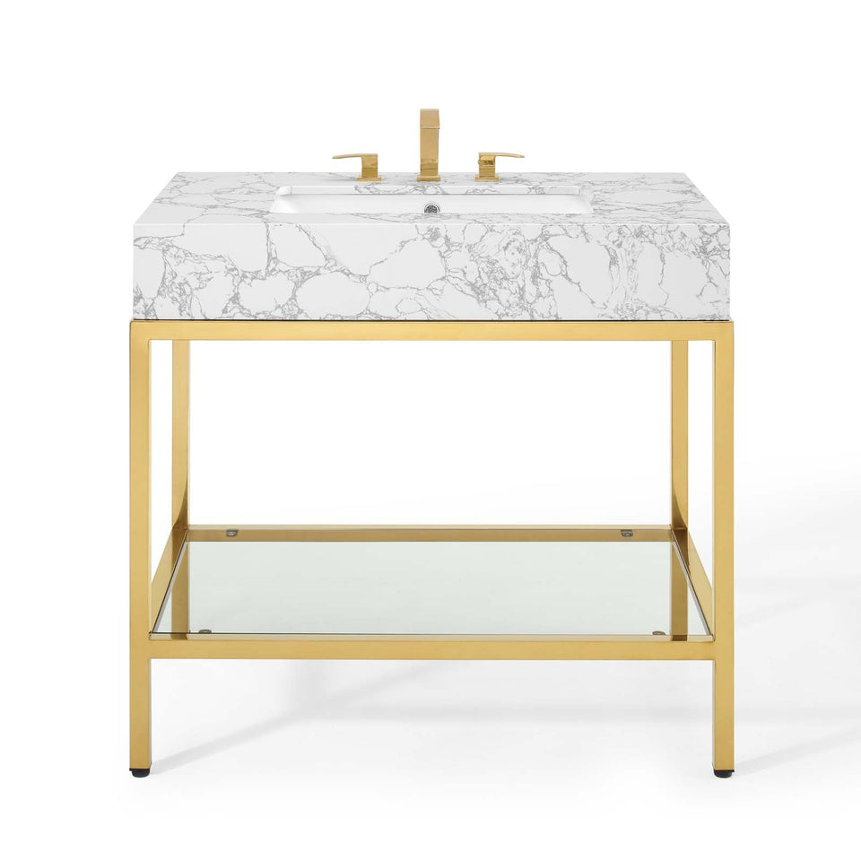 Kingsley Stainless Steel Bathroom Vanity by Modway