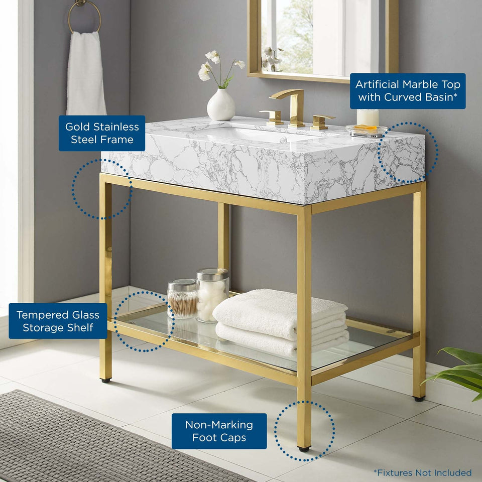 Kingsley Stainless Steel Bathroom Vanity by Modway