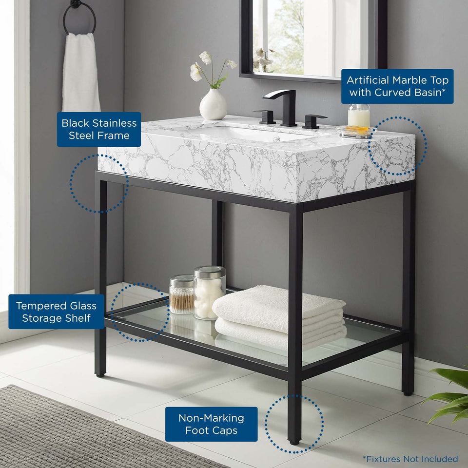 Kingsley Stainless Steel Bathroom Vanity by Modway