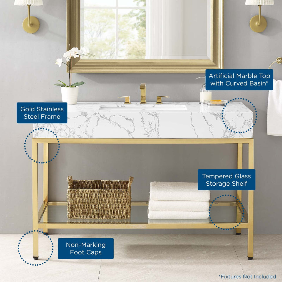 Kingsley Stainless Steel Bathroom Vanity by Modway