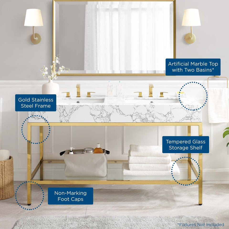 Kingsley Stainless Steel Bathroom Vanity by Modway