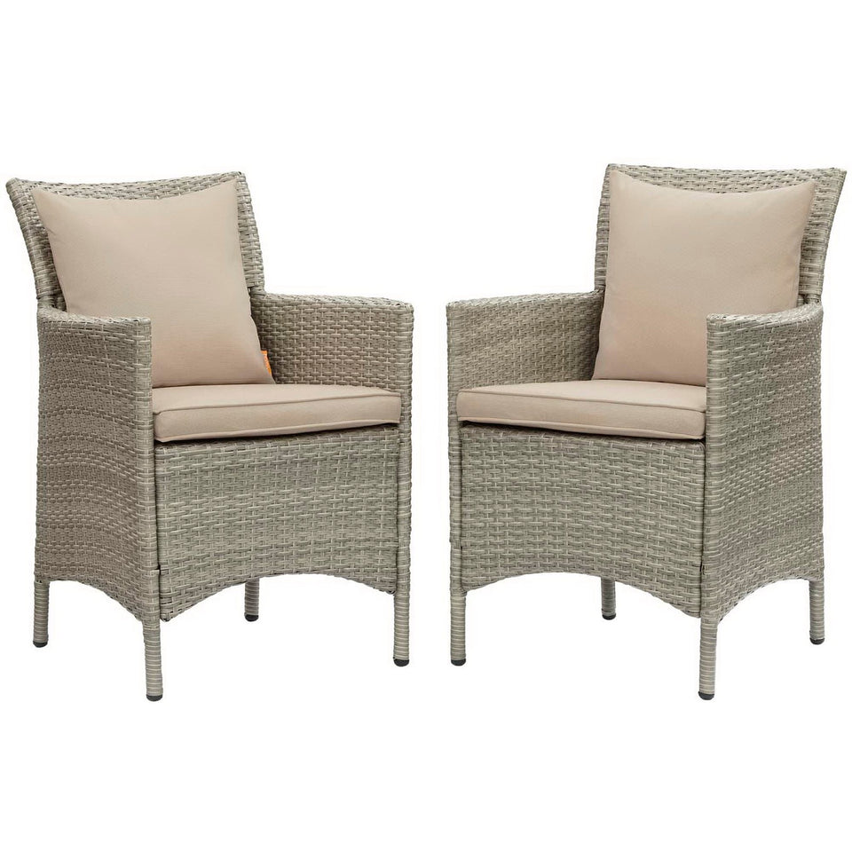 Conduit Outdoor Wicker Rattan Dining Armchair Set of 2 by Modway