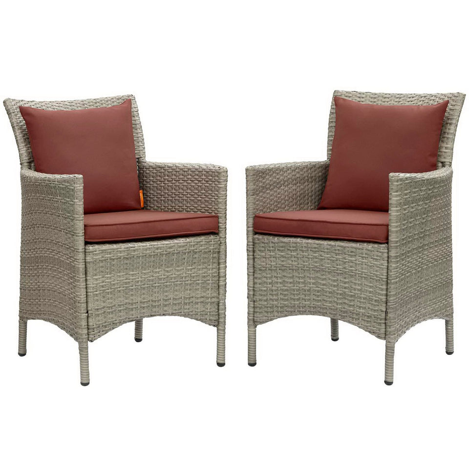 Conduit Outdoor Wicker Rattan Dining Armchair Set of 2 by Modway