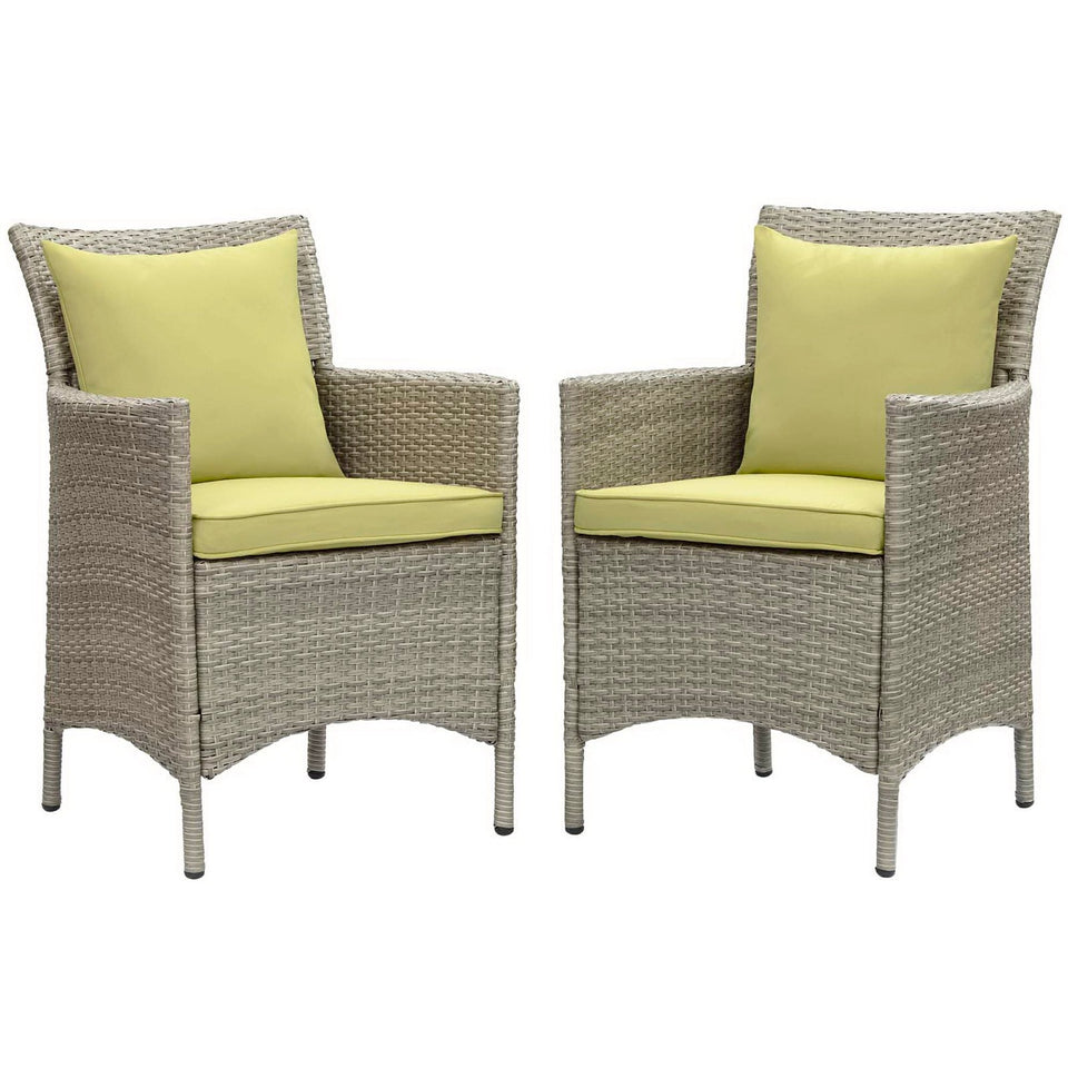 Conduit Outdoor Wicker Rattan Dining Armchair Set of 2 by Modway