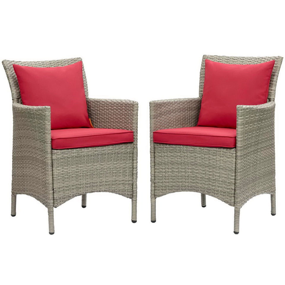 Conduit Outdoor Wicker Rattan Dining Armchair Set of 2 by Modway