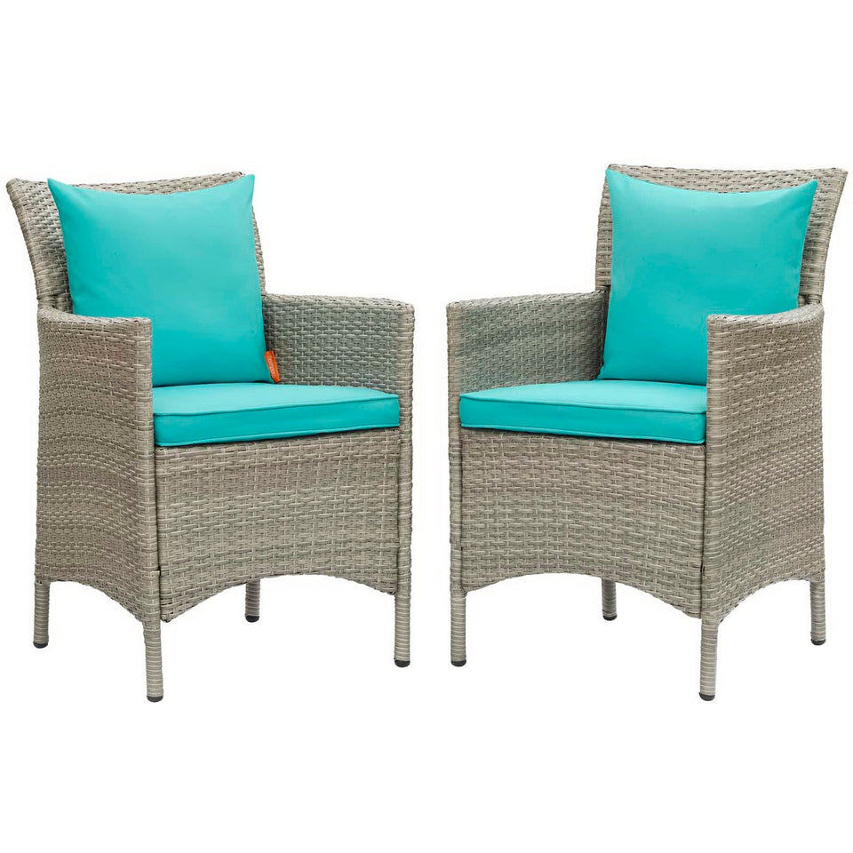 Conduit Outdoor Wicker Rattan Dining Armchair Set of 2 by Modway