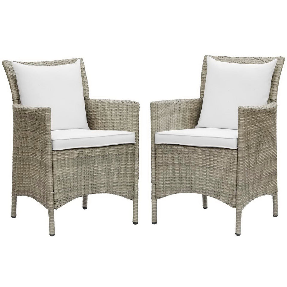 Conduit Outdoor Wicker Rattan Dining Armchair Set of 2 by Modway