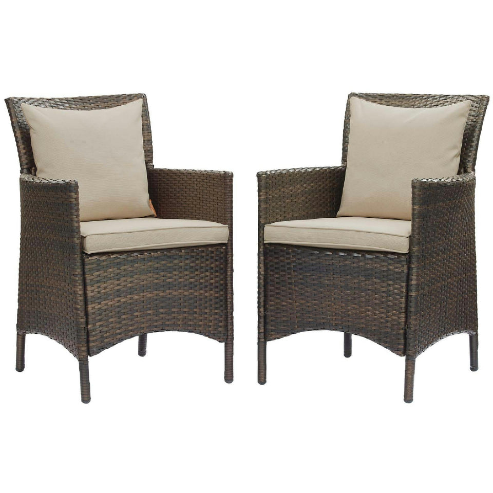 Conduit Outdoor Wicker Rattan Dining Armchair Set of 2 by Modway