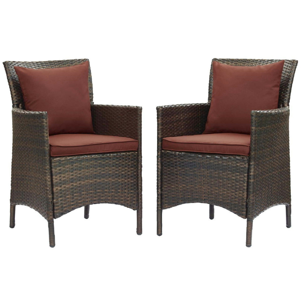 Conduit Outdoor Wicker Rattan Dining Armchair Set of 2 by Modway