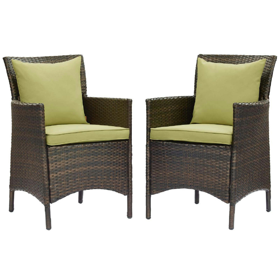 Conduit Outdoor Wicker Rattan Dining Armchair Set of 2 by Modway