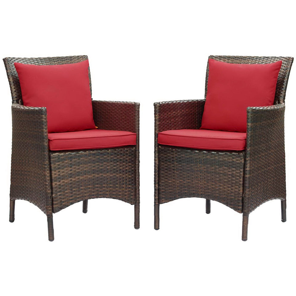 Conduit Outdoor Wicker Rattan Dining Armchair Set of 2 by Modway