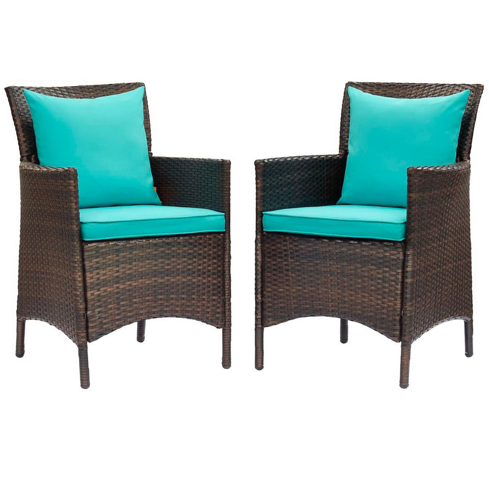 Conduit Outdoor Wicker Rattan Dining Armchair Set of 2 by Modway