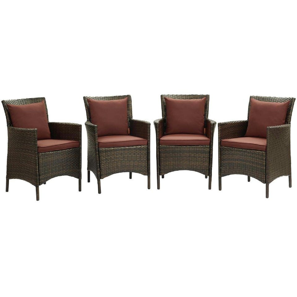 Conduit Outdoor Wicker Rattan Dining Armchair Set of 4 by Modway