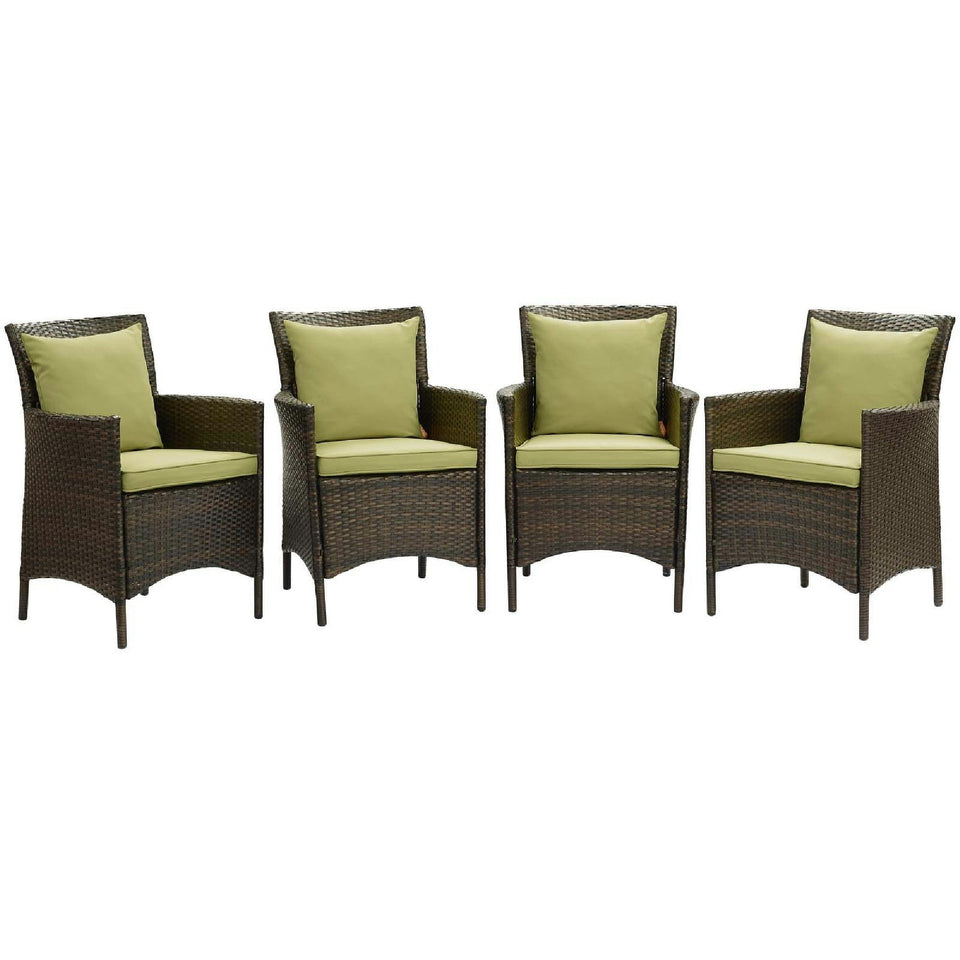 Conduit Outdoor Wicker Rattan Dining Armchair Set of 4 by Modway