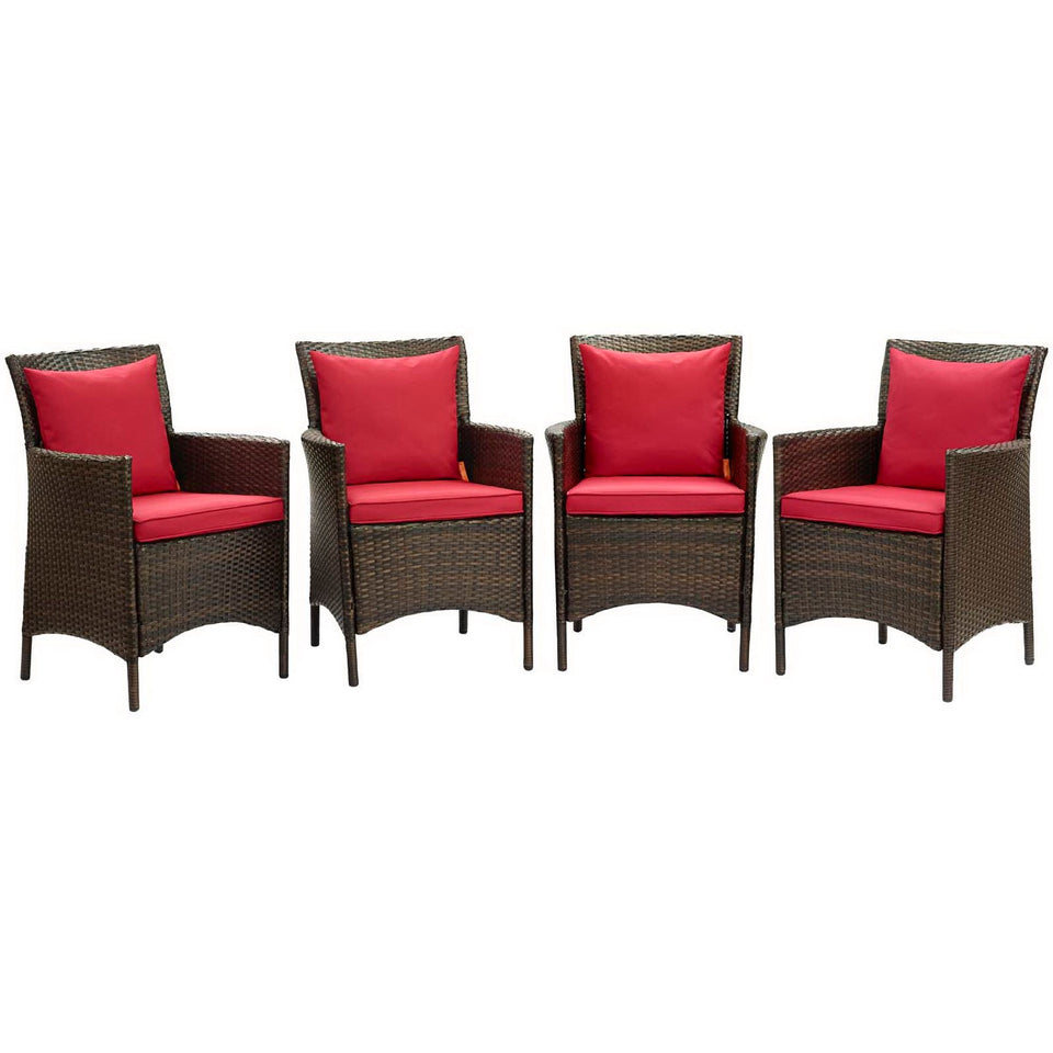Conduit Outdoor Wicker Rattan Dining Armchair Set of 4 by Modway
