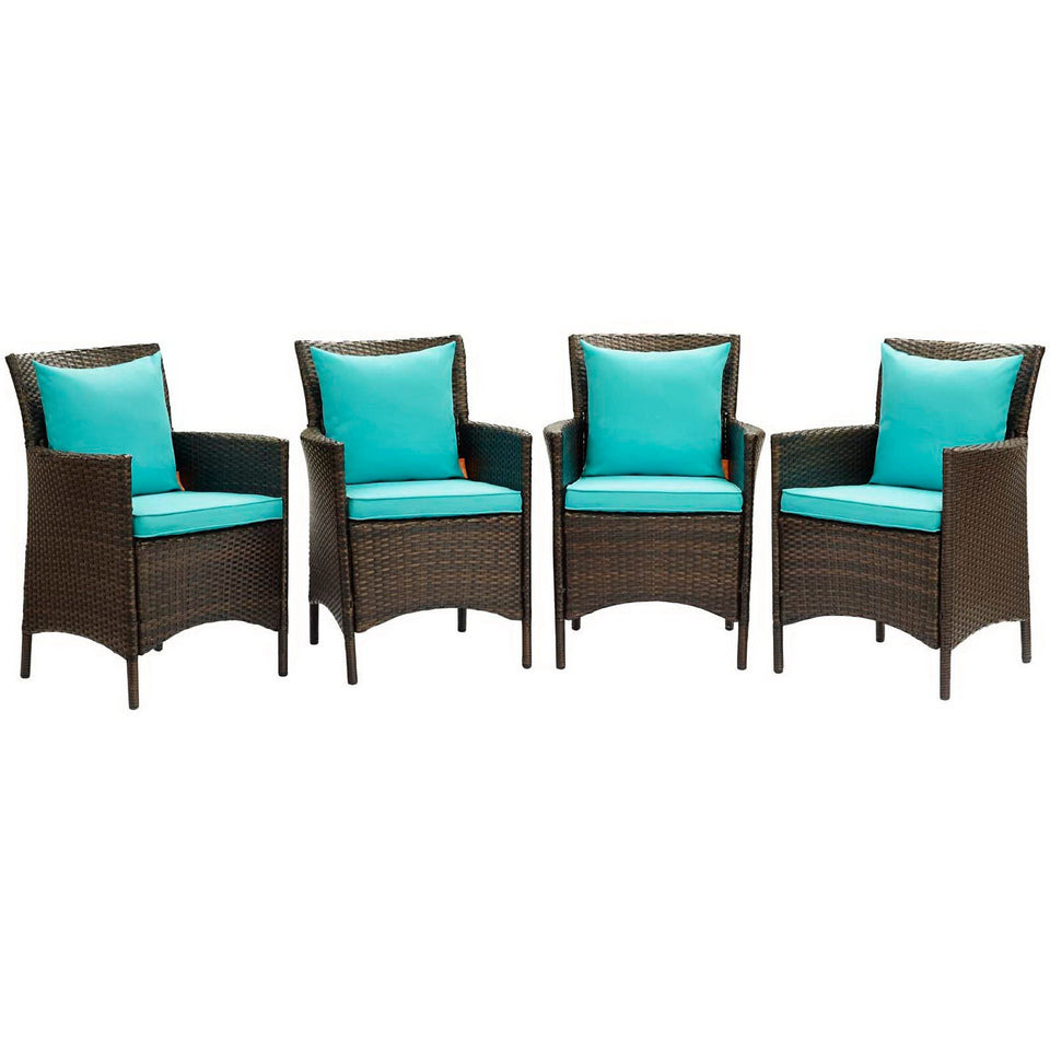 Conduit Outdoor Wicker Rattan Dining Armchair Set of 4 by Modway