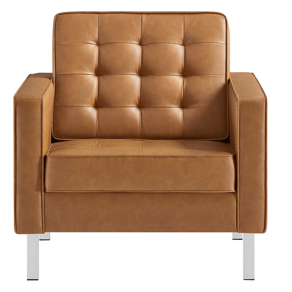 Loft Tufted Vegan Leather Armchairs Set of 2 by Modway