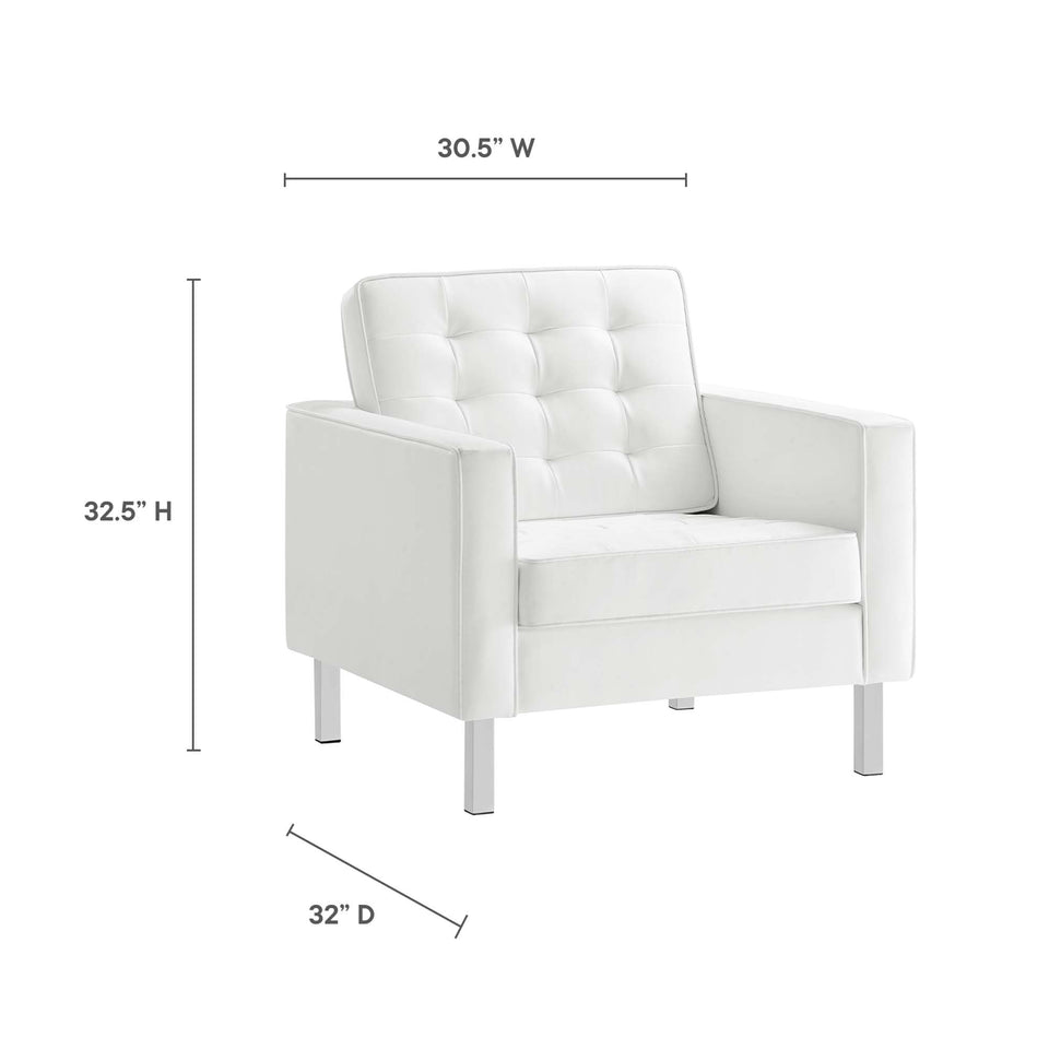 Loft Tufted Vegan Leather Armchairs Set of 2 by Modway