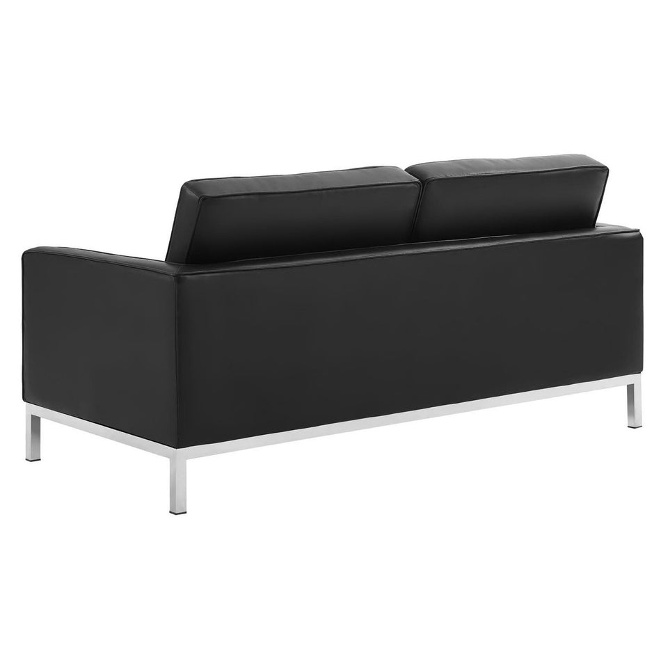 Loft Tufted Upholstered Faux Leather Loveseat and Armchair Set by Modway