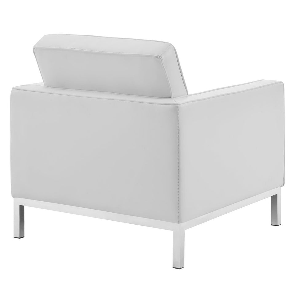 Loft Tufted Upholstered Faux Leather Sofa and Armchair Set by Modway