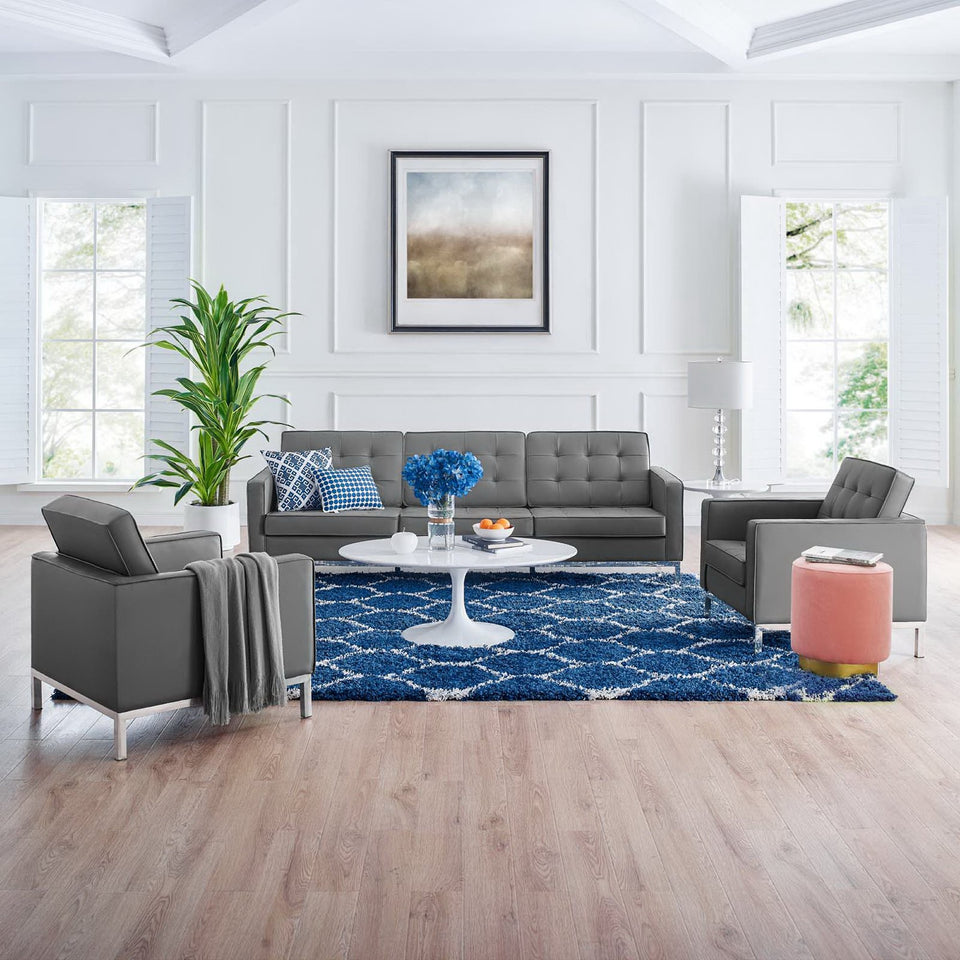 Loft 3-Piece Tufted Vegan Leather Furniture Set by Modway