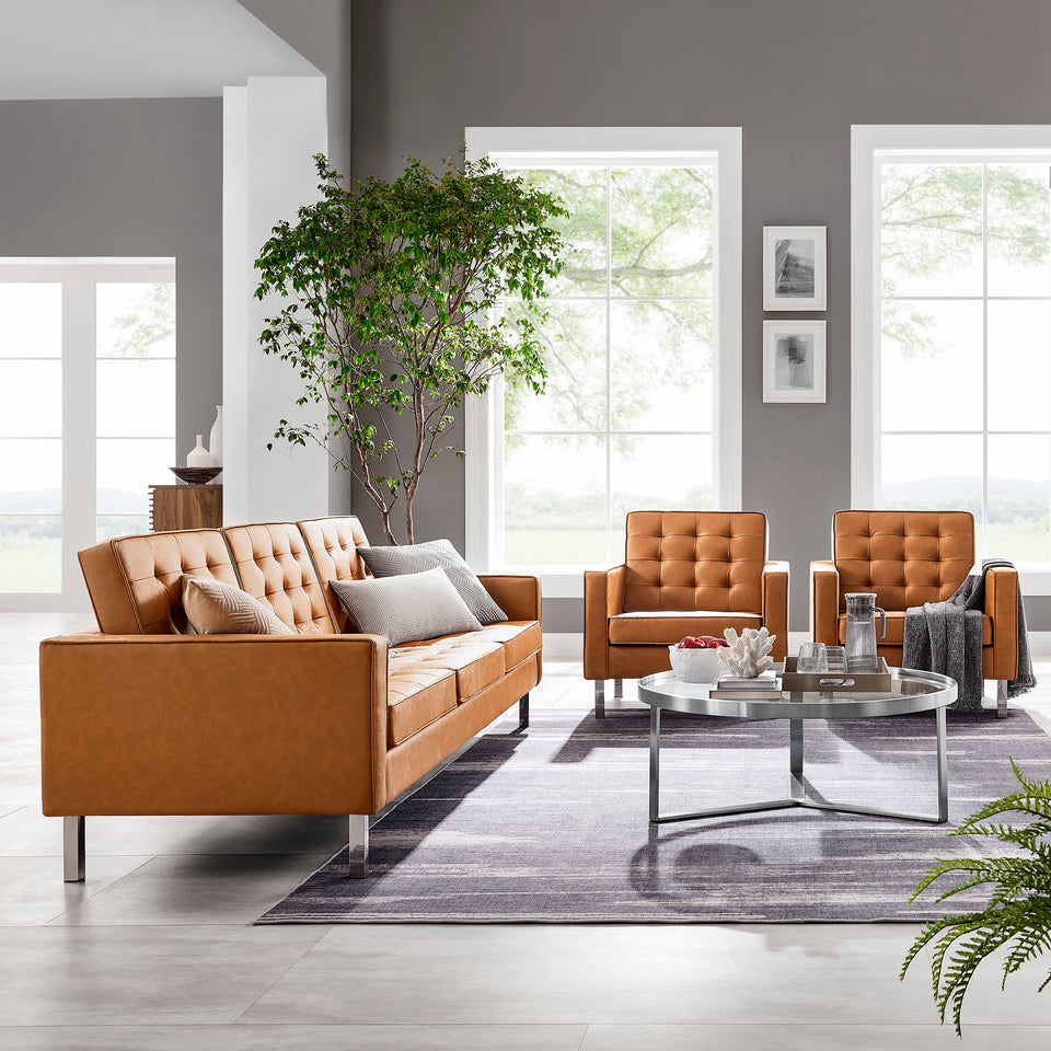 Loft 3-Piece Tufted Vegan Leather Furniture Set by Modway