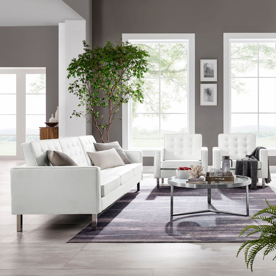 Loft 3-Piece Tufted Vegan Leather Furniture Set by Modway