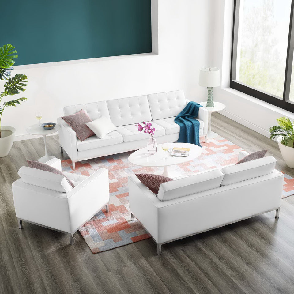 Loft 3 Piece Tufted Upholstered Faux Leather Set by Modway
