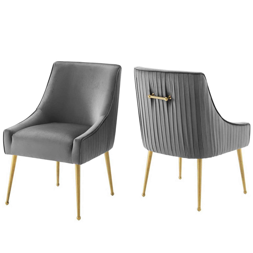 Discern Pleated Back Upholstered Performance Velvet Dining Chair Set of 2 by Modway
