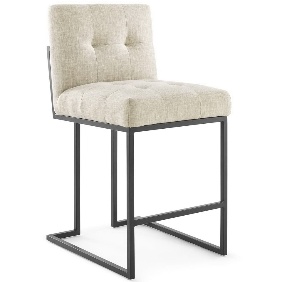 Privy Black Stainless Steel Upholstered Fabric Counter Stool Set of 2 by Modway