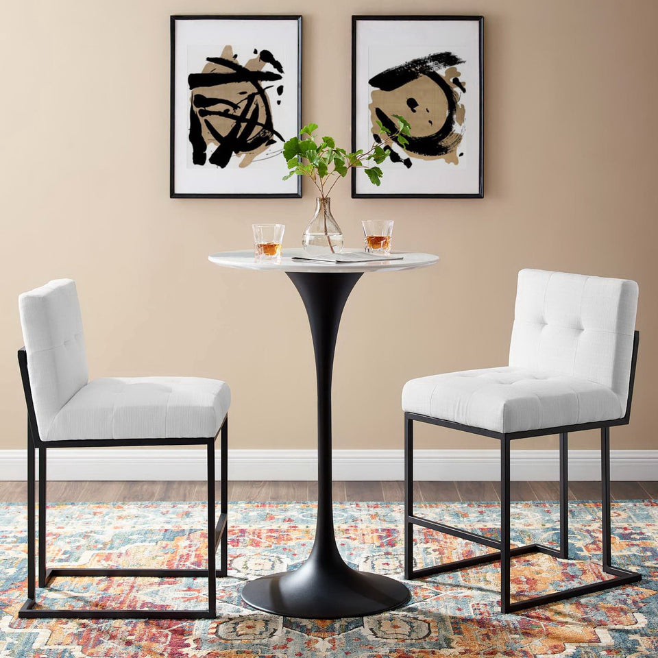 Privy Black Stainless Steel Upholstered Fabric Counter Stool Set of 2 by Modway