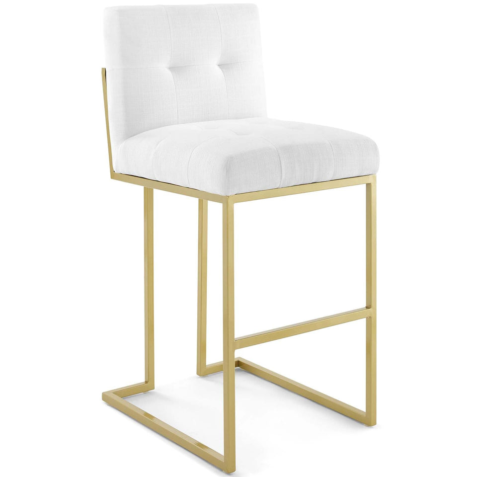 Privy Gold Stainless Steel Upholstered Fabric Bar Stool Set of 2 by Modway